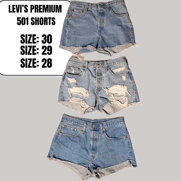 LEVIS PREMIUM 501 ORIGINAL FIT HIGH RISE SHORTS - Picture 1 of 17